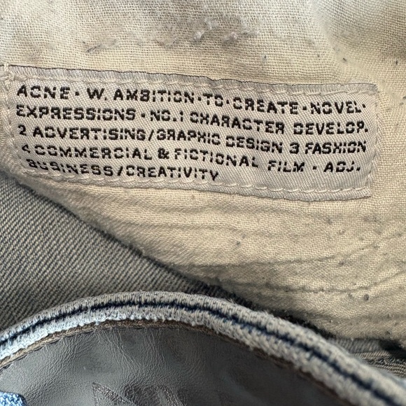Acne Studios hep light wash denim straight jeans low rise size 26/26 - Picture 5 of 10